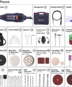 GOXAWEE Rotary Tool Kit with MultiPro Keyless Chuck and Flex Shaft -140pcs Accessories Variable Speed Electric Drill Set for Handmade Crafting Projects and DIY Creations Black 28 71q5H6K8SpL