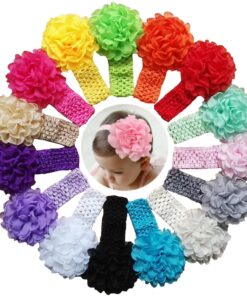 QandSweet Baby Girl's Headbands with Chiffon Lotus Flower Soft Nylon Headwraps for Take Pictures (Camellia Flower 15Pcs) Camellia Flower 15pcs 39 71q5lUMdVYL