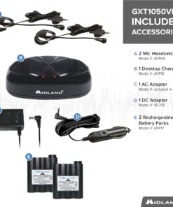 Alternative view of Midland – GXT1050VP4 - Handheld GMRS 50 Channel Two Way Radio - Long Range Walkie Talkies with Rechargeable Batteries - Hiking Hunting Camping Gear – Boom Mic headsets - Mossy Oak Camo – Combo 2 Pack Pair Pack - Black/Mossy Oak Camo