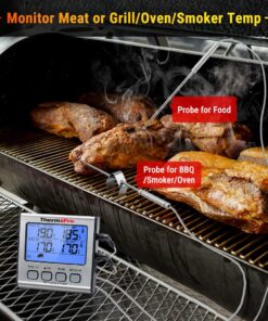 ThermoPro TP-17 Dual Probe Digital Cooking Meat Thermometer Large LCD Backlight Food Grill Thermometer with Timer Mode for Smoker Kitchen Oven BBQ, Silver 2 Probes 22 71q6EfvIxrL