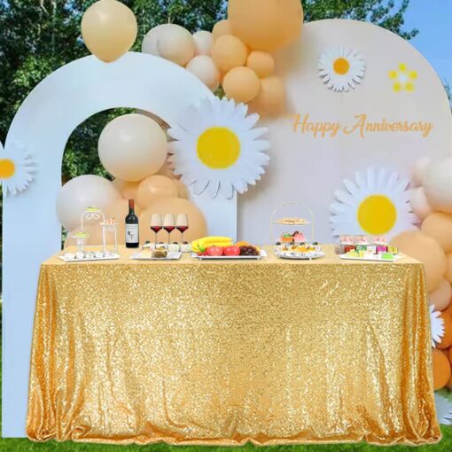 BalsaCircle 60x102-Inch Gold Rectangle Tablecloth for Wedding Party Cake Dessert Events Table Linens 60"*102"