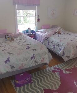 Amazon Basics Kid's Easy Care Microfiber Bed-in-a-Bag 7-Piece Bedding Set, Full/Queen, Purple Unicorns, Solid & Printed 33 71q7w3gZRJL