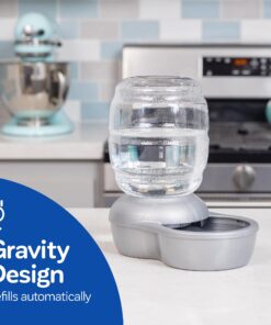 Petmate Replendish Automatic Gravity Waterer for Cats and Dogs, BPA-Free, No Batteries Required, Includes Charcoal Filter, 0.5 Gallon,Silver Silver 0.5 GAL 38 71q8mD4gyAL