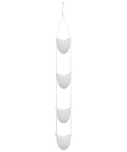 MyGift 4-Tier White Ceramic Hanging Wall Planter with Rope - Decorative Succulent Herb Flower Pot Containers 25 71qA5YXK5EL