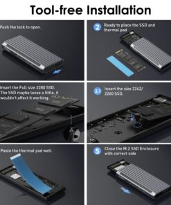 M.2 NVMe SSD Enclosure Adapter USB C 3.2 Gen 2 10Gbps M.2 NVMe to SATA Reader, Tool-Free 6Gbps SATA, RGB NVMe Enclosure Aluminum Case Support UASP Trim for PCIe M-Key(B+M Key) SSD Size 2242/2260/2280 RGB Version 34 71qAspbY1SL