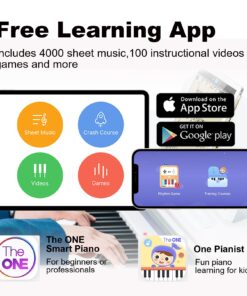 The ONE Digital Piano with Lighted-up Teaching Keys, Piano Keyboard 88 Keys with Hammer Action for Beginner/Professional, Full Size Weighted Keyboard with Piano Stand/3-Pedal Unit/APP, White PLAY 22 71qBKeT9NaL