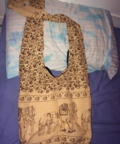 Thai Hippie Bag Elephant Sling Crossbody Bag Purse Zip Handmade Color Light Brown 14 71qBjiyuYL