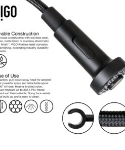 VIGO VG02001MB 19" H Edison Single-Handle with Pull-Down Sprayer Kitchen Faucet in Matte Black 30 71qCPvbmFyL