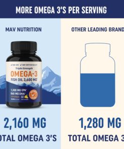 Triple Strength Omega 3 Fish Oil | 3600 mg EPA & DHA | Over 2,000mg of Omega-3 Fatty Acids | Over 1,200mg EPA + 800mg DHA | Best Essential Fatty Acids | Premium Burpless Softgel Supplements (120 Ct) Essential Fatty Acid Combinations 120 Count 21 71qD2xFzuyL 2
