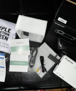 Updated Mini Projector with Bluetooth and Projector Screen, 9500Lumens Full HD 1080P Portable Video Projector, Home Theater Movie Projector Compatible with HDMI,USB,AV,Laptop,Smartphone 56 71qDHwrQjZL