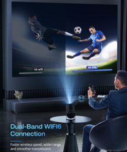CLOKOWE 4K Mini Projector with WiFi and Bluetooth, 180° Rotation & Auto Keystone, Full HD 1080P Supported, Portable HY300 Outdoor Movie Projector, Compatible with TV Stick/Windows/iOS/Android/HDMI/USB T08 18 71qDIhjAcLL
