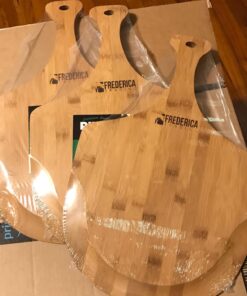 Frederica Trading Premium Bamboo Wooden Pizza Peel Paddle and Cutting Board with Handle (for Baking Pizza, Bread, Cutting Fruit, Vegetables, Cheese) - Personal Size Large 18" (18"L x 11.5" x 11.5") 27 71qDyE EROL