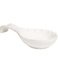 Alternative view of MyGift® White Ceramic Spoon Rest with Dot Design, Countertop Cooking Spoon and Ladle Holder
