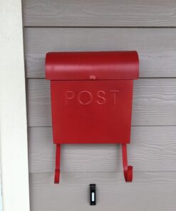 NACH Euro Series Modern Mailbox, Decorative Mail Holder, Wall Mount Mailboxes for Outside, Rust Resistant Galvanized Metal Mailbox, 12" x 11" x 4.5", Red, MB-44766 POST 25 71qE4Jp9wFL