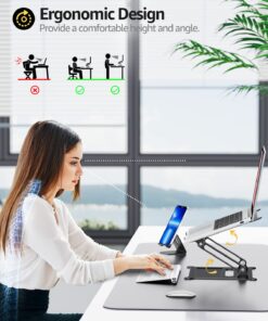 Urmust Adjustable Laptop Stand for Desk Computer Stand for Laptop Riser Holder Stand Compatible with MacBook Air Pro All Laptops 10-15.6"(Black) A-Black 30 71qE4XaCXsL