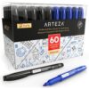 Arteza Permanent Markers in Bulk, Set of 60, Black & Blue Fine Tip Permanent Markers, Waterproof, Premium Smear Proof Pens, Quick Drying, Office Supplies for Home, Office, School Black/Blue 29 71qEfUhjMcL