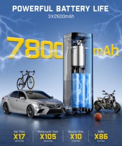 Fanttik X8 APEX™ Tire Inflator Portable Air Compressor, 2X Faster Inflation, 150PSI Cordless with LCD Dual Screen, Suitable for MPV, Cars, E-Bikes, Motorcycles, For Up to 26.3 Inch Tires Black Standard Package 25 71qGI31fNQL