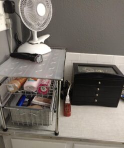 Simple Houseware Stackable 2 Tier Sliding Basket Organizer Drawer, Chrome 2-Tier 39 71qGizSmxML