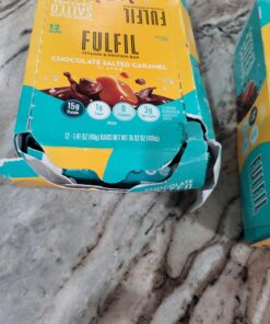 FULFIL Vitamin and Protein Bars, Chocolate Salted Caramel, Snack Sized Bar with 15g Protein and 8 Vitamins Including Vitamin C, 12 Counts 12 Count (Pack of 1) 23 71qH8EIRlTL