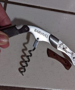 Barvivo Natural Rosewood Wine Opener with Foil Cutter Knife & Cap Remover, Double Hinged Manual Wine Key for Bartenders, Servers, Waiters, Stainless Steel Wine Bottle Opener Corkscrew 32 71qI29CjM0L