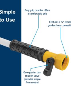 Camco Camper/RV Holding Tank Swivel Stik Rinser | Features Powerful Rotary Cleaning Action & 34-Inches of Flexible Reach | Equipped with 1/4 Turn Shutoff Valve & Ergonomic Easy Grip Handle (40074) Flexible Swivel Stik Tank Rinser Standard Packaging 14 71qI4hQxOxL