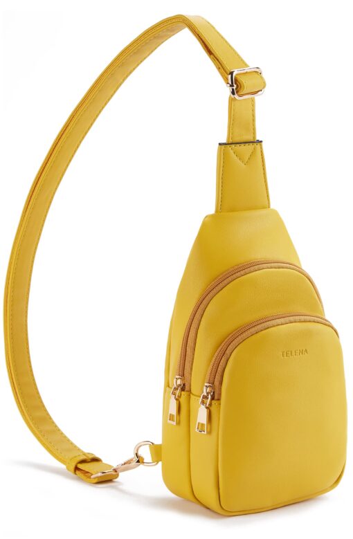 Telena Small Sling Bag for Women Leather Crossbody Fanny Packs Chest Bag for Women 3-yellow