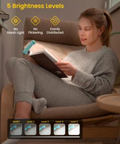 Alternative view of Glocusent USB Rechargeable Book Light for Reading in Bed, Portable Clip-on LED Reading Light, 3 Amber Colors & 5 Brightness Dimmable, Compact & Long Lasting, Perfect for Book Lovers, Kids Blue