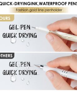 Pens Bulk 6-Pack, Black Ink pens,Quick Dry Ink Gel Pens, Medium Point Pens,Waterproof Micro-Pen,White and simple fashion penholder Smooth Writing for Office Supplies School Home Note Taking writing White 20 71qJta3rtPL