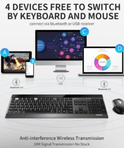 Alternative view of RAPOO Wireless Keyboard and Laser Mouse Combo,Multi Device (Bluetooth 4.0+3.0+2.4G) Keyboard and Mouse Set,Ultra-Slim Computer Keyboard Compact Design for Windows/Android/Mac OS 9900M