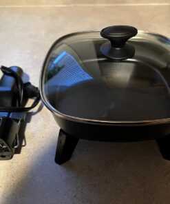 Elite Gourmet EFS-400 Personal Stir Fry Griddle Pan, Rapid Heat Up, 600 Watts Non-stick Electric Skillet with Tempered Glass Lid, Size 7" x 7" 35 71qL0EssaQL