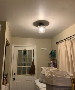 Globe Electric 64846 1-Light Semi-Flush Mount Ceiling Light, Oil Rubbed Bronze, Clear Glass Shade, Ceiling Light Fixture, Bedroom Lights for Ceiling, Dining Light Fixture, Bulb Not Included Oil-Rubbed Bronze 100 71qLhjzRB1L