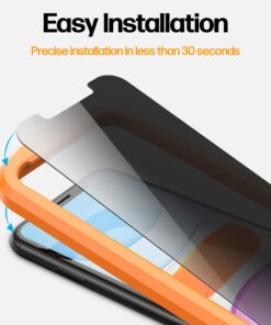 Alternative view of Power Theory Designed for iPhone 11, iPhone XR Privacy Screen Protector Tempered Glass Anti Spy protection [9H Hardness], Easy Install Kit, 99% HD Bubble Free Case Friendly, 2 Pack iPhone XR/11 [2-Pack] Privacy filter
