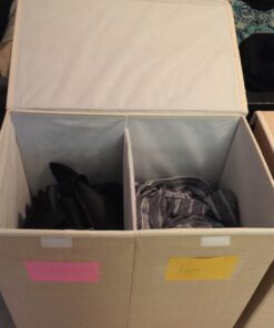 Honey-Can-Do Large Dual Laundry Hamper with Lid, Natural Resin Folding Dual Hamper 25 71qMZYD ZZL