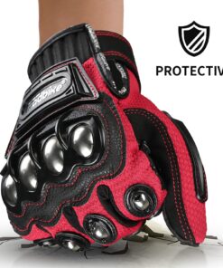 ILM Alloy Steel Touchscreen Bicycle Motorcycle Motorbike Powersports Racing Gloves (L, RED) Model 10C Large 8 71qND6eVu S