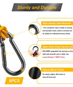 8 Pcs Carabiner Clip Spring Snap Hook - M6 2.36 Inch Heavy Duty Snap Hooks Quick Link for Hiking Camping Fishing Swing Hammock, 270lbs Capacity M6 (2.36Inch)-8Pcs 9 71qNGhOtadL
