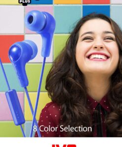 BLACK GUMY In ear earbuds with stay fit ear tips and MIC. Wired 3.3ft colored cord cable with headphone jack. Small, medium, and large ear tip earpieces included. JVC GUMY HAFX7MB Black Mic/Remote 9 71qNVCQWYTL