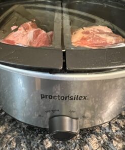 Proctor Silex Double Dish Slow Cooker with 6qt Crock and Dual 2.5qt Nonstick Insert to Cook Two Meals at Once, Dishwasher Safe Pot & Lid, Silver (33563) 41 71qO13NEH8L