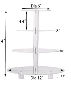 Alternative view of YestBuy 4 Tier Round Acrylic Cupcake Stand with Base, Premium Cupcake Holder, Acrylic Cupcake Tower Display Cady Bar Party Décor – Display for Pastry (4" Between 2 Layers with Base) 4 Tier Round with BASE ( 4" between 2 layers)