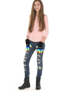 The Noodley LED Light Up Gloves for Kids Toys Games Outdoor Boy Girl Glow Dark Costume Autistic Child Teen Adult Sizes Black Small 30 71qO4H4yBVL
