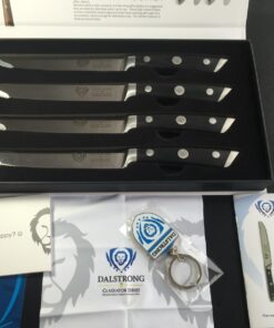 Dalstrong Steak Knives - Set of 4 - Serrated Blade - Gladiator Series Elite - Forged German High-Carbon Steel - Table Dinner Kitchen Knives - Sheaths - Razor Sharp - Dinner Set - NSF Certified 5" Serrated Black 70 71qPP0ztErL