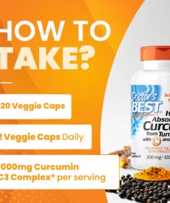 Doctor's Best DRB-00107 High Absorption Curcumin From Turmeric Root with C3 Complex & BioPerine 500mg (120 Capsules) 14 71qPQO7ugL 2