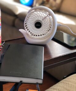 Karecel Rechargeable Fan Battery Operated Mini Desk Fan, 3 Speeds USB Personal Fan Portable Small Table Quiet Fan with True Long Life Battery, Strong Wind Desktop Fan for Travel Camping Office Home White 34 71qRTSONkOL