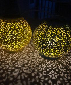 Homeimpro Solar Big Lantern Hanging Garden Outdoor Waterproof Decorative Lights Metal Table Lamp for Patio, Yard, Christmas Gift, 2023 New Updated Bottom Pattern (1Pack, Teal Blue) 46 71qT9VHbgXL