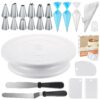 Kootek 71PCs Cake Decorating Supplies Kit with Cake Turntable, 12 Numbered Icing Piping Tips, 2 Spatulas, 3 Icing Comb Scraper, 50+2 Piping Bags, and 1 Coupler for Baking White