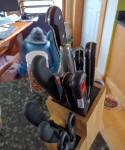 Mantello Knife Block- Universal Knife Holder- Bamboo Wood, Kitchen Knife Holder, Extra Large Knife Storage, Universal Knife Block, Knife Block Without Knives 25 71qTkBLLaeL