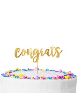 Amscan Gold Congrats Cake Topper - 6 1/2
