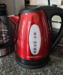 Hamilton Beach Electric Tea Kettle, Water Boiler & Heater, 1.7 Liter, Cordless Serving, 1500 Watts for Fast Boiling, Auto-Shutoff and Boil-Dry Protection, Red (40885) 1.7 L 34 71qVn9biEeL
