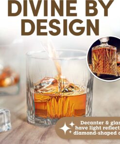 Bormioli Rocco Selecta Collection Whiskey Gift Set – Sophisticated Etched 33.75oz Decanter & 6 9.5oz Glass Tumblers With Starburst Detailing – For Whiskey, Bourbon, Scotch & Liquor 7 Piece Set Standard Packaging 32 71qW9Ekun6L