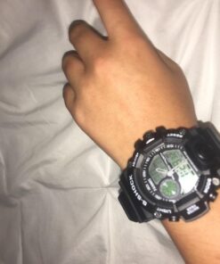 FANMIS Mens Analog Digital Dual Display Sports Watches Military Multifunctional 50M Waterproof LED Watch with Alarm Stopwatch Backlight 12H/24H Outdoor Running Swimming Black 35 71qXJWyy9JL