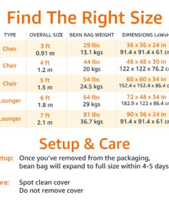 Amazon Basics Memory Foam Filled Bean Bag Lounger with Microfiber Cover, 7 ft, Black, Solid 14 71qXTuCp8oL 2